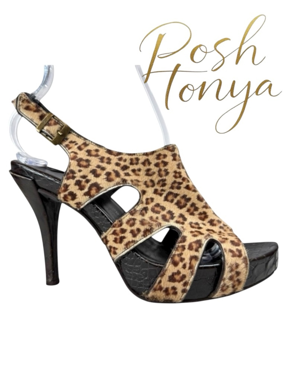 Donald J Pliner Garbo Leopard Haircalf Platform Heels Sz 6.5 Mob Wife Old Money